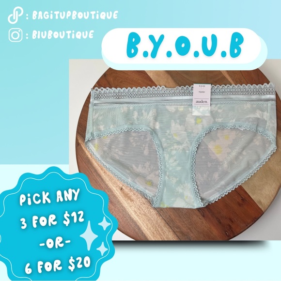 Auden Intimates & Sleepwear Nwt Mint Green Floral Laced Lining Hipster Underwear Auden